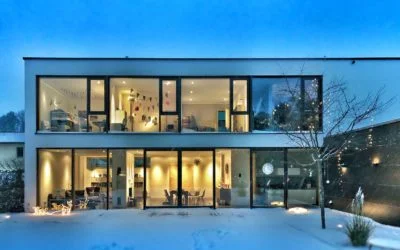 Green building with solar panels