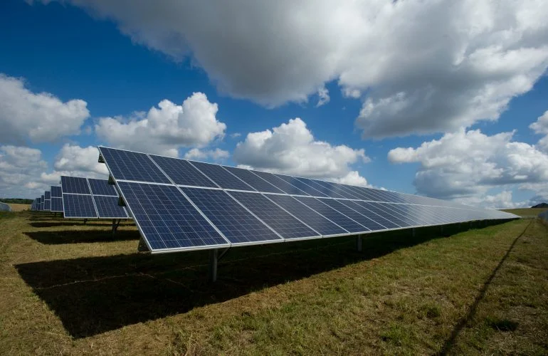 Solar panels under open sky